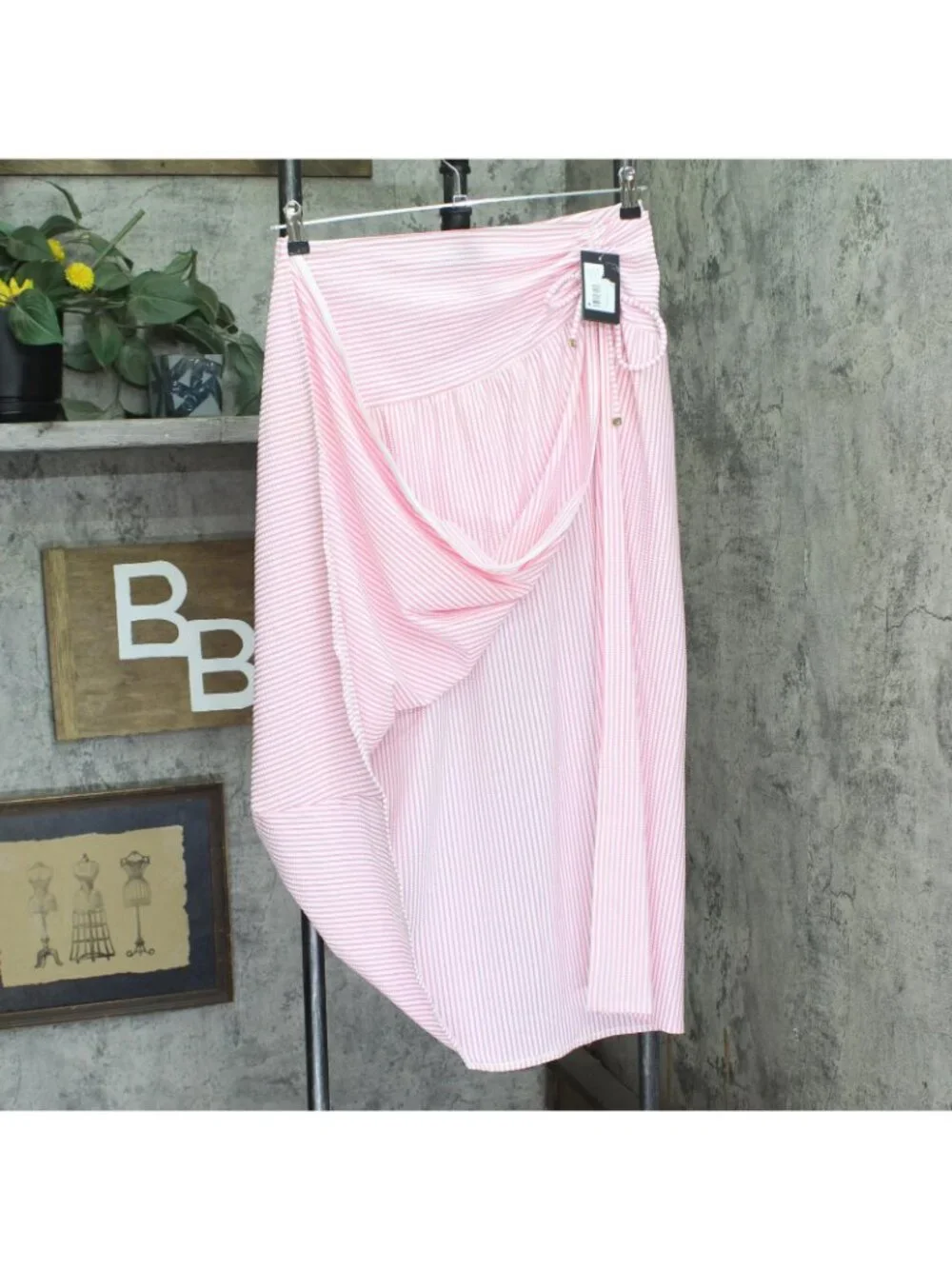 NWT Kate Spade Long Cover Up Skirt Open Side Ruched Begonia Bloom Pink Multi S